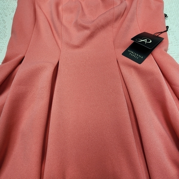 Adrianna Papell Beach Coral Knit Crepe Pleated Mini Dress Size 6 NWT - Picture 4 of 11
